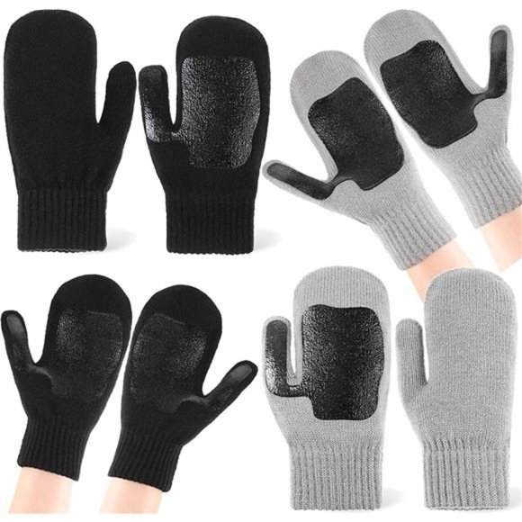 JaGely 2 Pairs Winter Knit Gloves Thick Cable Winter Mittens Anti-Slip Gloves